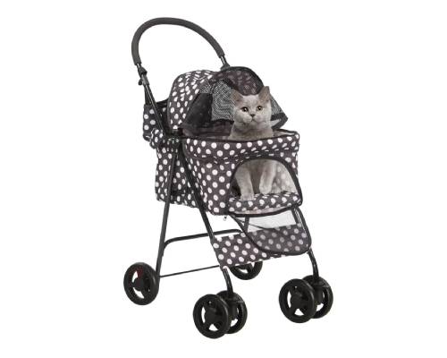 LONABR Folding Dog Stroller Travel Cage Stroller for Pet Cat Kitten