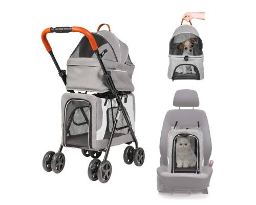 LUCKYERMORE Double Pet Stroller for 2 Dogs Cats Folding Portable Carrier
