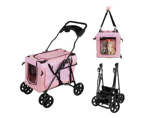 LUCKYERMORE Pet Stroller for Cats Dogs, Foldable Cat Stroller
