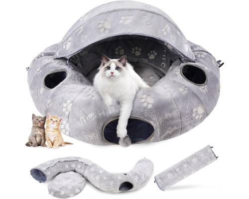OUHOU Cat Tunnel Bed with Plush Cover