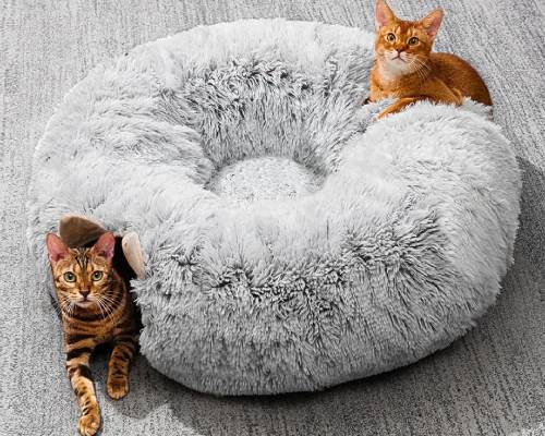 PETSTA Cat Tunnel with Cat Bed for Indoor Cats, Collapsible Plush Cat Cave Tube with Fluffy Toy Ball