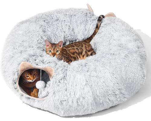PETSTA Cat Tunnel with Cat Bed for Indoor Cats
