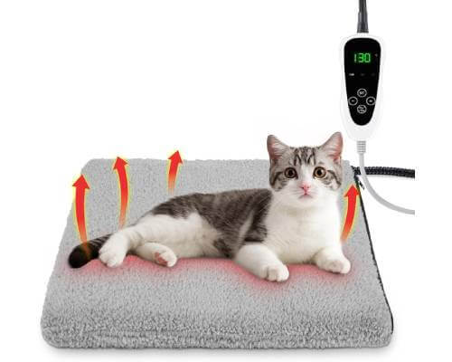 SHU UFANRO Heated Cat Bed, 11 Adjustable Temperature Pet Heating Pad