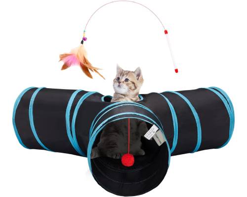 Tempcore Pet Cat Tunnel Tube Toys 3 Way Collapsible
