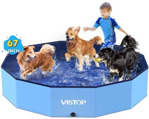 VISTOP Extra Large Foldable Dog Pool XXL, Hard Plastic Shell Portable Swimming Pool