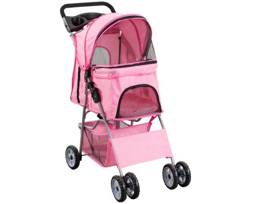 VIVO Pink 4 Wheel Pet Stroller for Cat