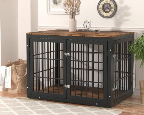 rehomerance Rustic Heavy Duty Dog Crate Furniture for Large and Medium Dogs