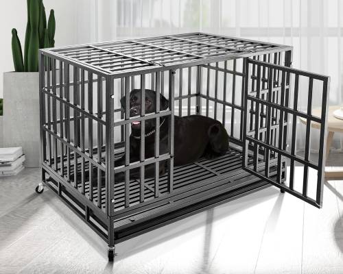 Confote 47 Inch Heavy Duty Dog Crate Metal Cage Kennel