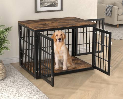 Rustic Heavy Duty Dog Crate Furniture for Large and Medium Dogs