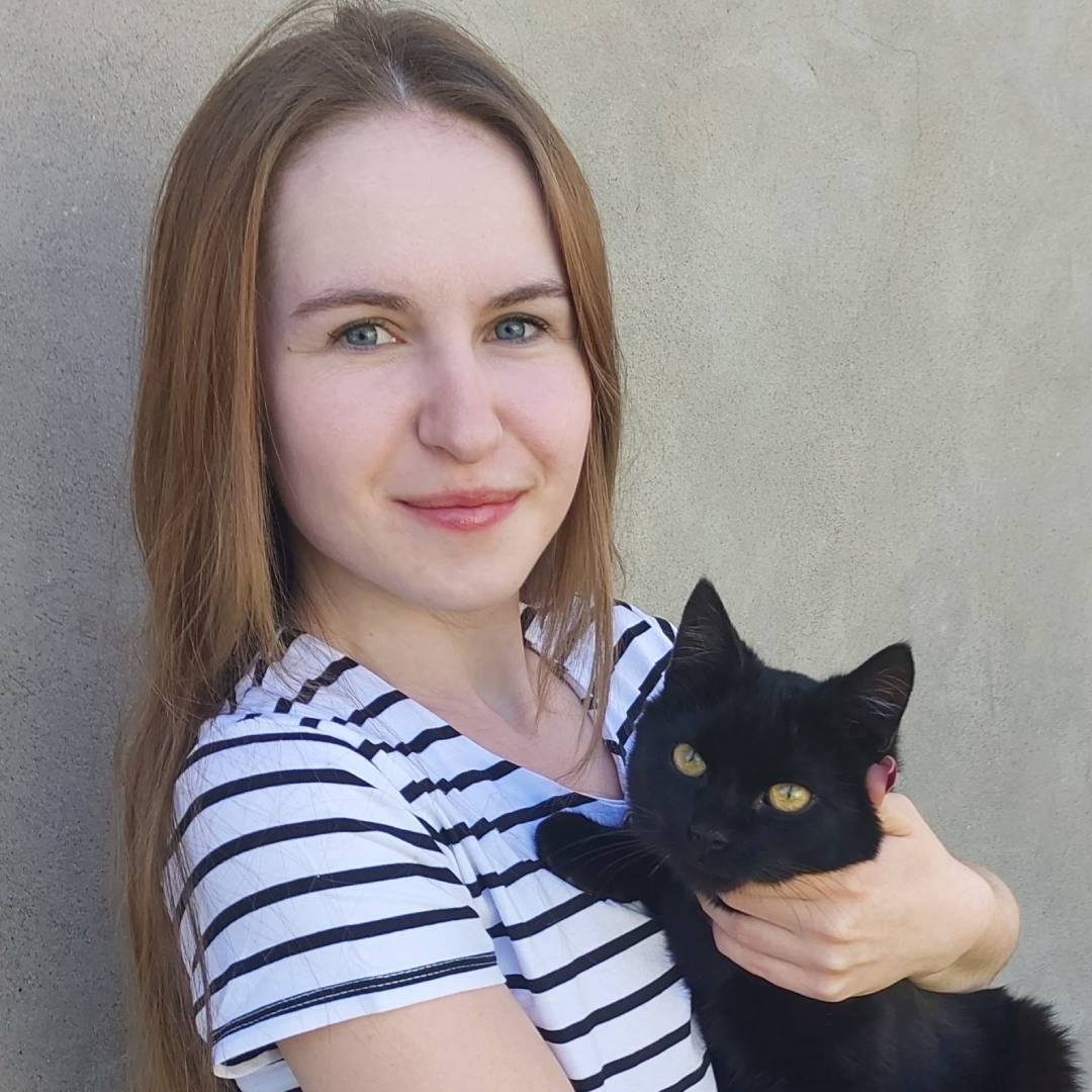 Khrystyna Andrusiak and her cat